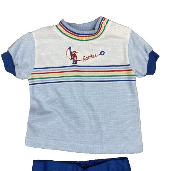 Vintage Garanimals Two Piece Outfit Short sleeve Rookie BaseBall Shirt Size 12M - Picture 2 of 12